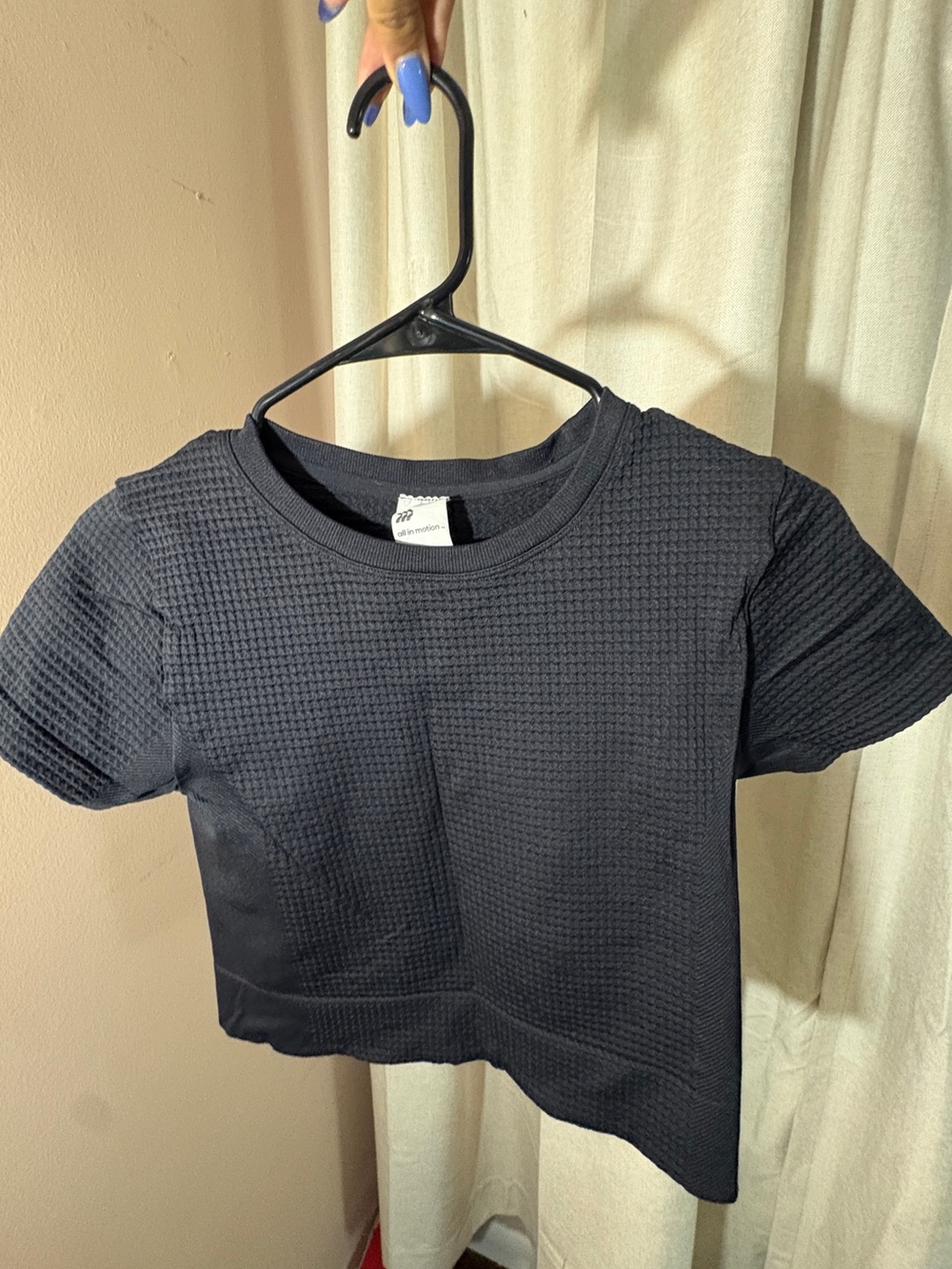 All In Motion Target Black Waffle Knit Crop Top Size Medium